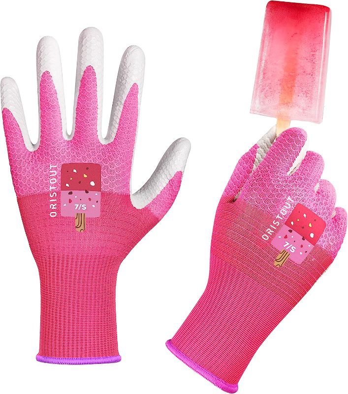 Photo 1 of 3 pack OriStout Garden Gloves for Women, Ladies Yard Work Gloves for Weeding, Digging, Planting, Harvesting, Pink, X-small, 1 Pair X-Small (Pack of 3) Pink