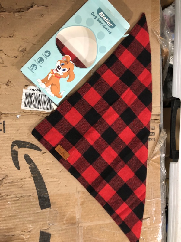 Photo 6 of *BUNDLE (7)* Malier 2 Pack Dog Christmas Bandanas, (Small) Red Plaid *BUNDLE (7)*