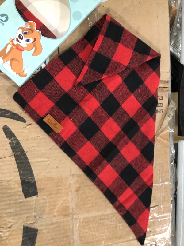 Photo 2 of *BUNDLE (7)* Malier 2 Pack Dog Christmas Bandanas, (Small) Red Plaid *BUNDLE (7)*