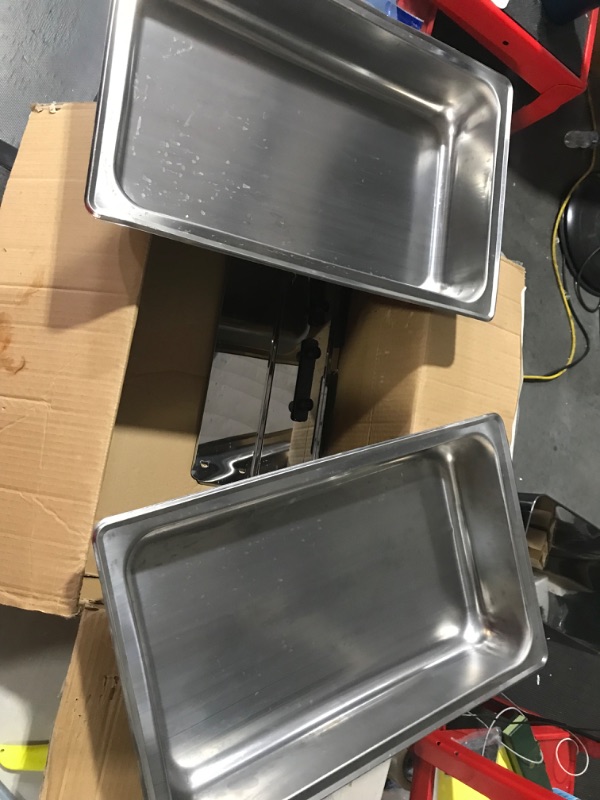 Photo 3 of **SEE NOTES**
IMACONE Chafing Dish Buffet Set of 2, 8QT Stainless Steel Rectangular Chafers and Buffet Warmer Sets for Catering, Foldable Complete Set w/Half Size Food Pan, Lid, Fuel Holder for Event Party Holiday