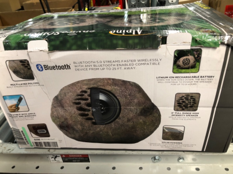 Photo 2 of Alpine Corporation Weather-Resistant Bluetooth Solar-Powered Outdoor Wireless Rock Speaker 