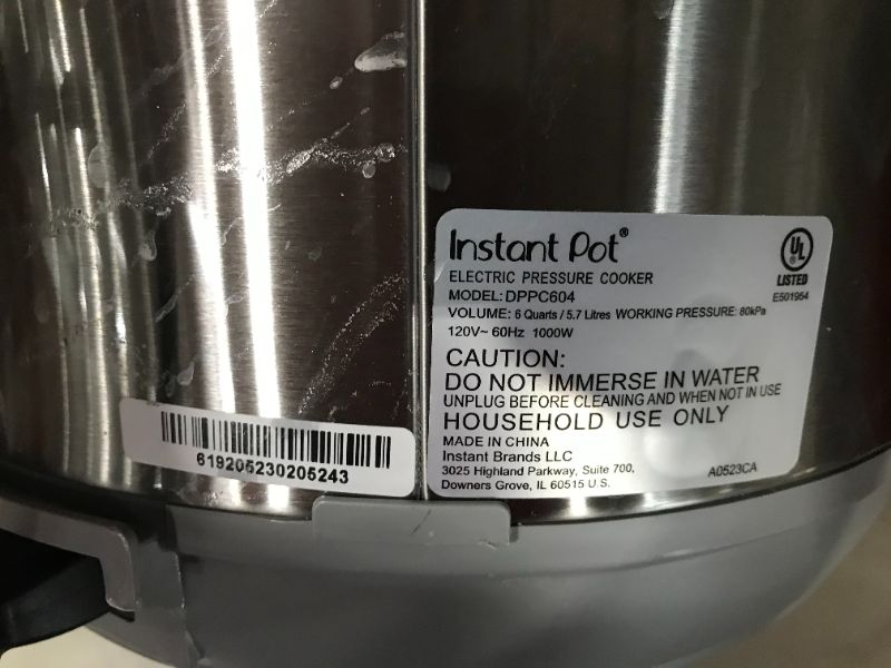 Photo 5 of ***UNTESTED - SEE NOTES***
Instant Pot Duo Plus, 6-Quart Electric Pressure Cooker,