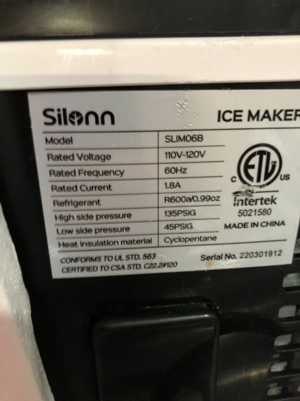 Photo 2 of **PARTS ONLY** Silonn Countertop Ice Maker Machine