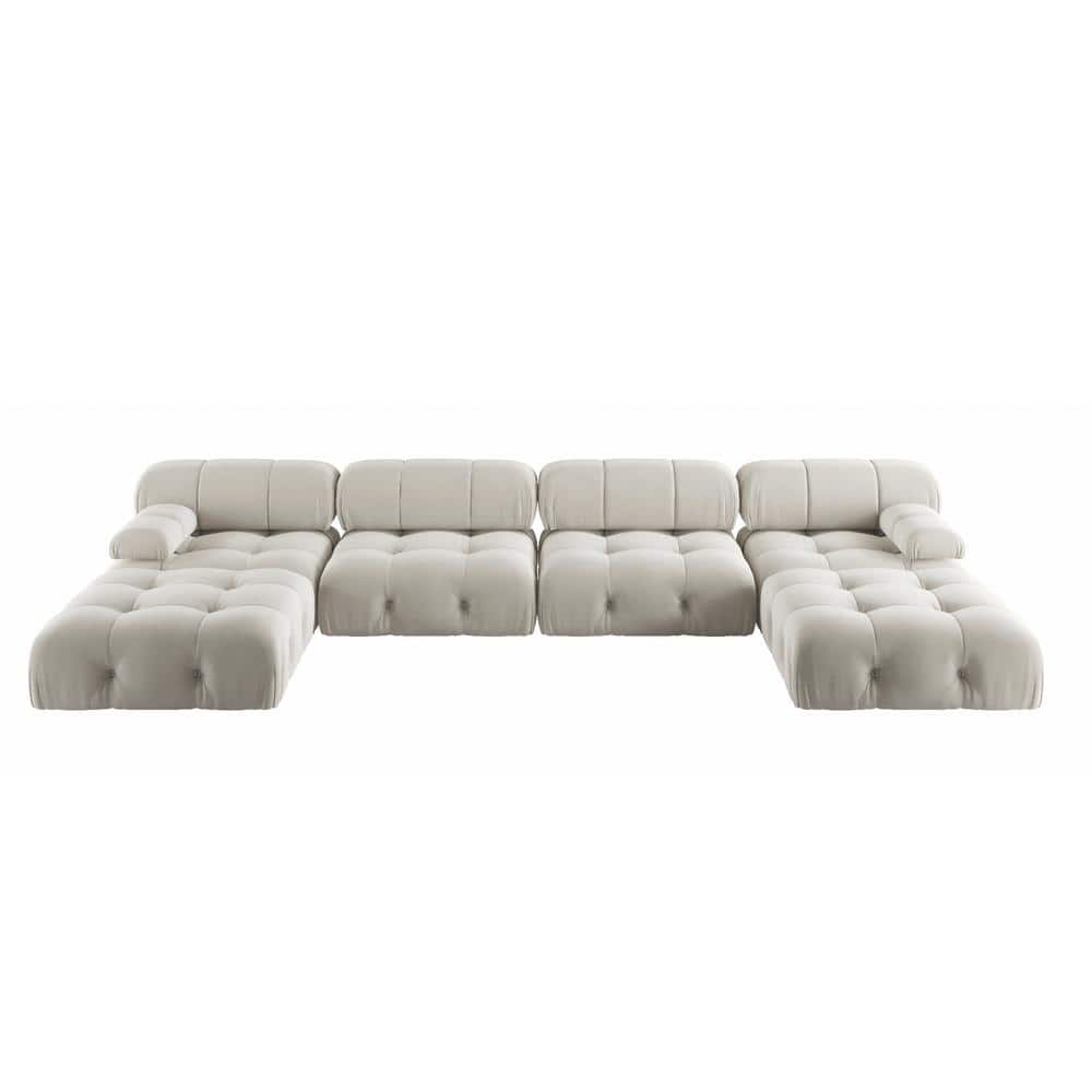 Photo 1 of **SEE NOTES** W Square Arm 4-Piece U Shaped Velvet Free Combination Sectional Sofa