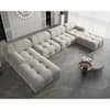 Photo 1 of ***JUST LEFT END OF SOFA**  W Square Arm 1-Piece U Shaped Velvet Free Combination Sectional Sofa with Ottoman in Beige