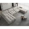 Photo 1 of ***JUST LEFT END OF SOFA**  
W Square Arm 1-Piece U Shaped Velvet Free Combination Sectional Sofa with Ottoman in Beige