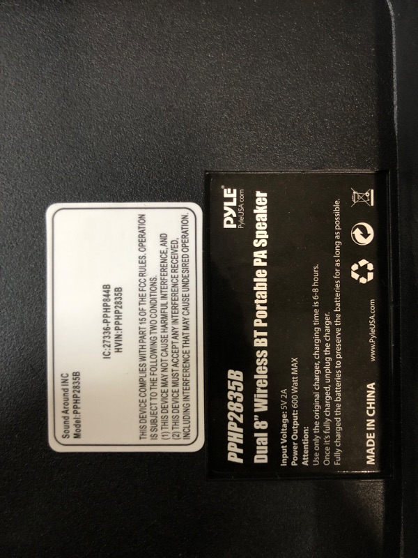 Photo 3 of Pyle Portable Bluetooth PA Speaker System - 600W Rechargeable Outdoor Bluetooth Speaker Portable PA System w/ Dual 8” Subwoofer 1” Tweeter, Microphone In, Party Lights, USB, Radio, Remote - PPHP2835B