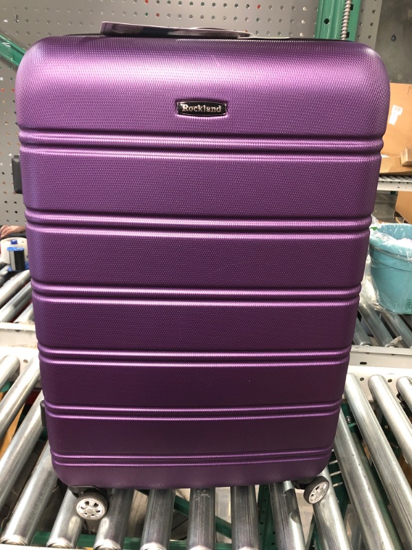 Photo 2 of **missing 20" suitcase**Rockland Melbourne Hardside Expandable Spinner Wheel Luggage, Purple, 2-Piece Set (20/28) 2-Piece Set (20/28) Purple