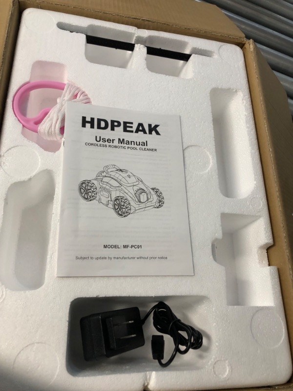 Photo 2 of **USED BUT APPEARS NEW** Cordless Robotic Pool Cleaner, HDPEAK Pool Vacuum Lasts 110 Mins, Auto-Parking, Rechargeable, Automatic Cordless Pool Vacuum Ideal for Above/In-Ground Pools Up to 50 feet, Pink