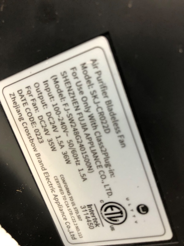 Photo 4 of **MISSING POWER CABLE** ULTTY Bladeless Tower Fan and Air Purifier in one, True HEPA Filter 99.97% Smoke Dust Pollen Dander, Oscillating Tower Fan with Remote Control R022, Black Black Large