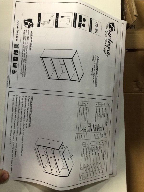 Photo 4 of **PARTS ONLY** SEE PHOTOS***
FURINNO JAYA Simple Home 3-Tier Adjustable Shelf Bookcase, White White 3-Tier