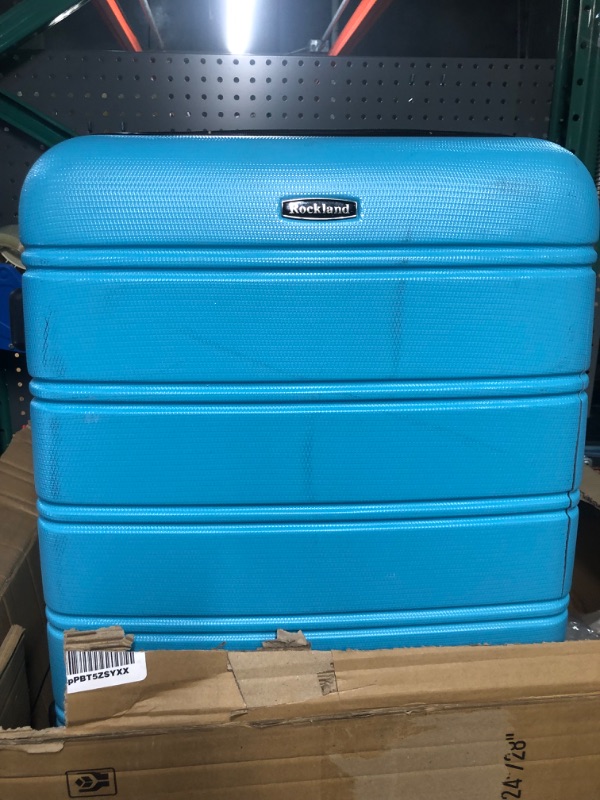 Photo 3 of **BIGGEST SUITCASE HAS CRACK**Rockland 3-Piece Melbourne Hardisde Luggage Set, Turquoise