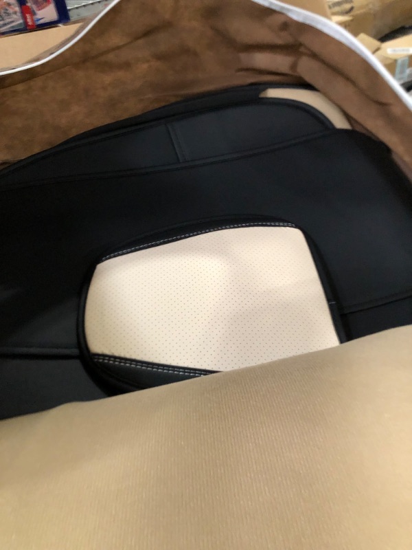 Photo 2 of TIANDU Universal Car Seat Cover Full Set, Leather Waterproof and Wear-Resistant Split Auto Seat Protector, 5 Seats Car Seat Cover Fit for Most Sedans SUV Pick-Up Truck,Beige FullSet-Beige