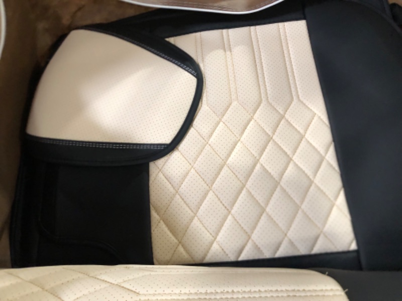 Photo 4 of TIANDU Universal Car Seat Cover Full Set, Leather Waterproof and Wear-Resistant Split Auto Seat Protector, 5 Seats Car Seat Cover Fit for Most Sedans SUV Pick-Up Truck,Beige FullSet-Beige