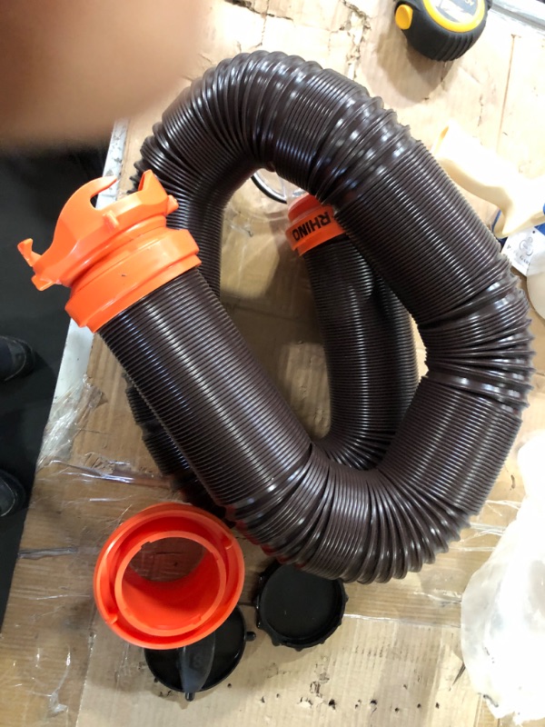 Photo 1 of Camco RhinoFLEX RV Sewer Hose Kit with Swivel Transparent Elbow and 4-in-1 Dump Station Fitting