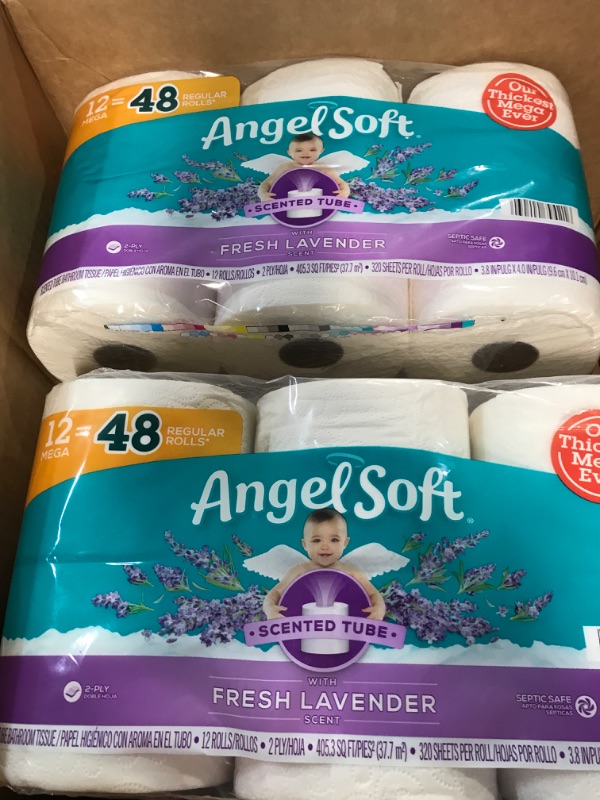 Photo 2 of Angel Soft® Toilet Paper with Fresh Lavender Scent, 48 Mega Rolls = 192 Regular Rolls, 2-Ply Bath Tissue