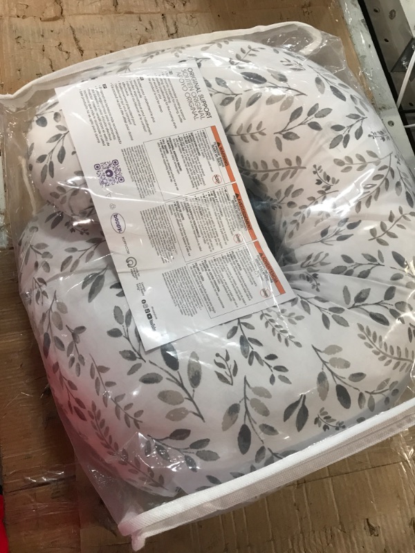 Photo 1 of Boppy Original Support Nursing Pillow, Gray Taupe Leaves