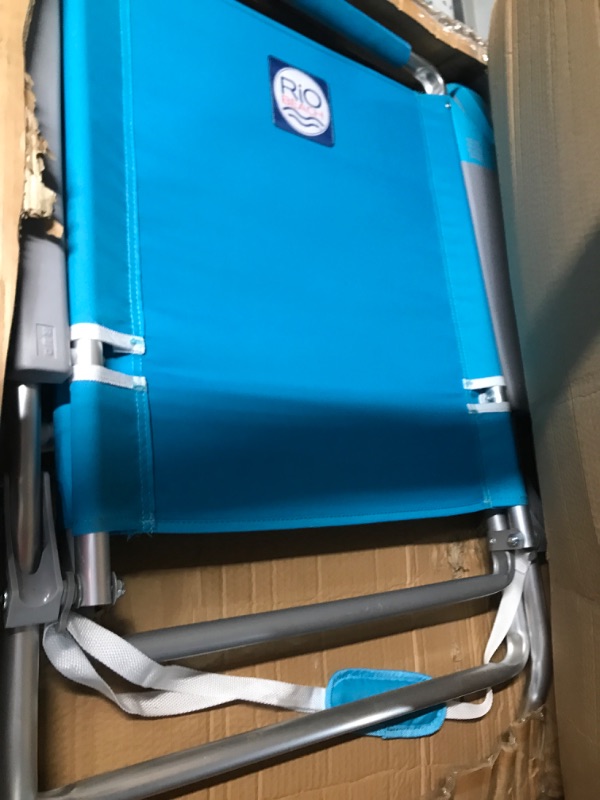 Photo 2 of (USED/MINOR DAMAGE) RIO beach Big Boy 4-Position 13" High Seat Backpack Beach or Camping Folding Chair, Turquoise