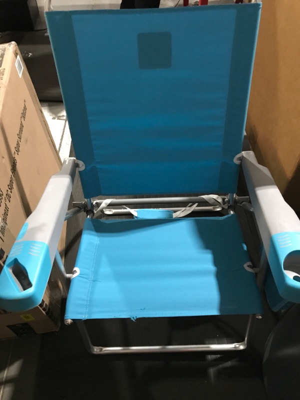 Photo 3 of (USED/MINOR DAMAGE) RIO beach Big Boy 4-Position 13" High Seat Backpack Beach or Camping Folding Chair, Turquoise