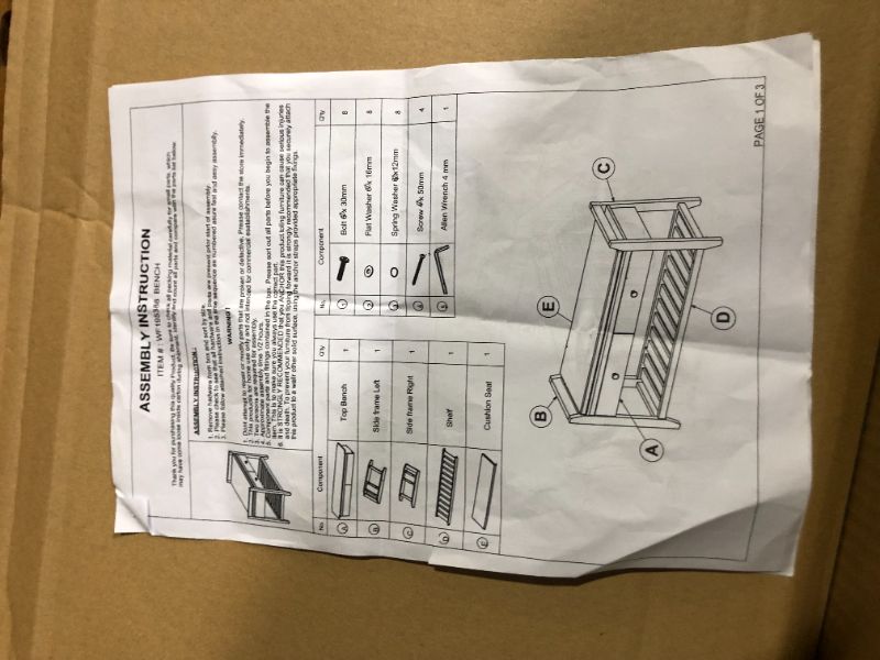 Photo 10 of ***DAMAGED - SEE NOTES***
Shoe Rack with Cushioned Seat and Drawers (WF195386AAD-Old Pine)