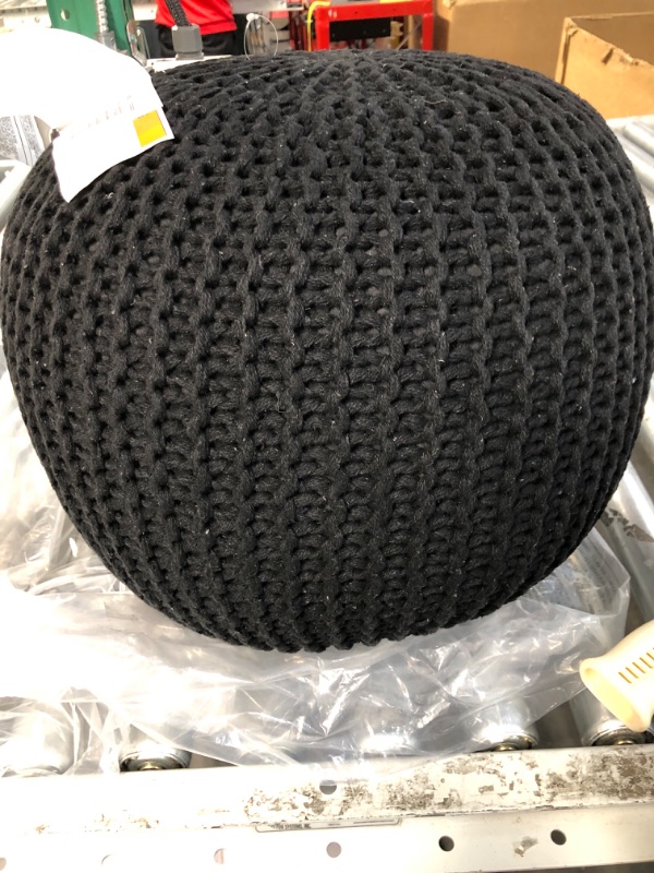 Photo 2 of (USED) Urban Shop Round Knit Pouf, Black