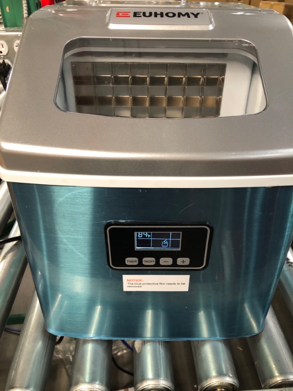 Photo 2 of (USED/SEE NOTES) EUHOMY Countertop Ice Maker Machine, 40Lbs/24H Auto Self-Cleaning,(Silver) 13.70*14.1*11.0in 1