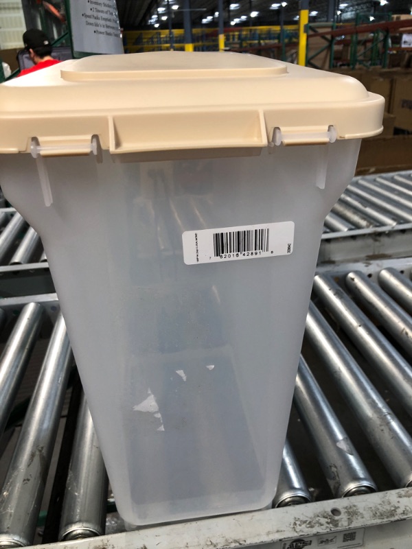 Photo 1 of (USED/MISSING WHEELS) IRIS USA 22 Lbs / 28 Qt WeatherPro Airtight Pet Food Storage Container 28 Qt Almond