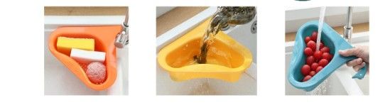 Photo 1 of 4 Pcs Swan Drain Basket for Kitchen Sink, Kitchen Sink Strainer, Multifunctional Kitchen Triangle Sink Filter Accessories, Fits All Sinks (Light Color)
3 baskets and a sponge