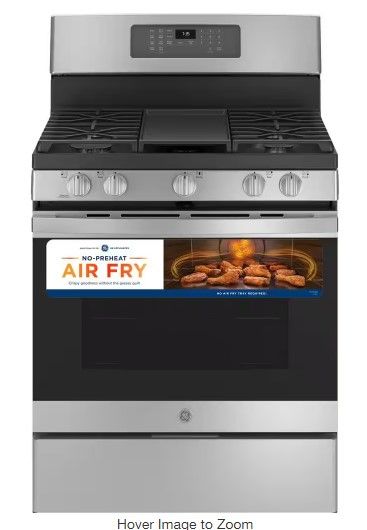 Photo 1 of 30 in. 5.0 cu. ft. Gas Range with Self-Cleaning Convection Oven and Air Fry in Stainless Steel