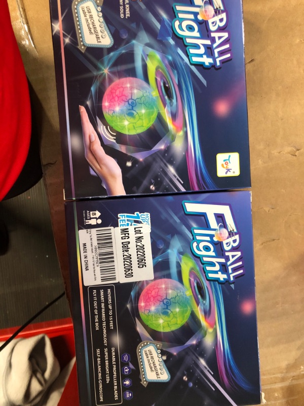 Photo 2 of BUNDLE OF 2 Flying Toy Ball Infrared Induction RC Flying Toy Built-in LED Light Disco Helicopter Shining Colorful Flying Drone Indoor