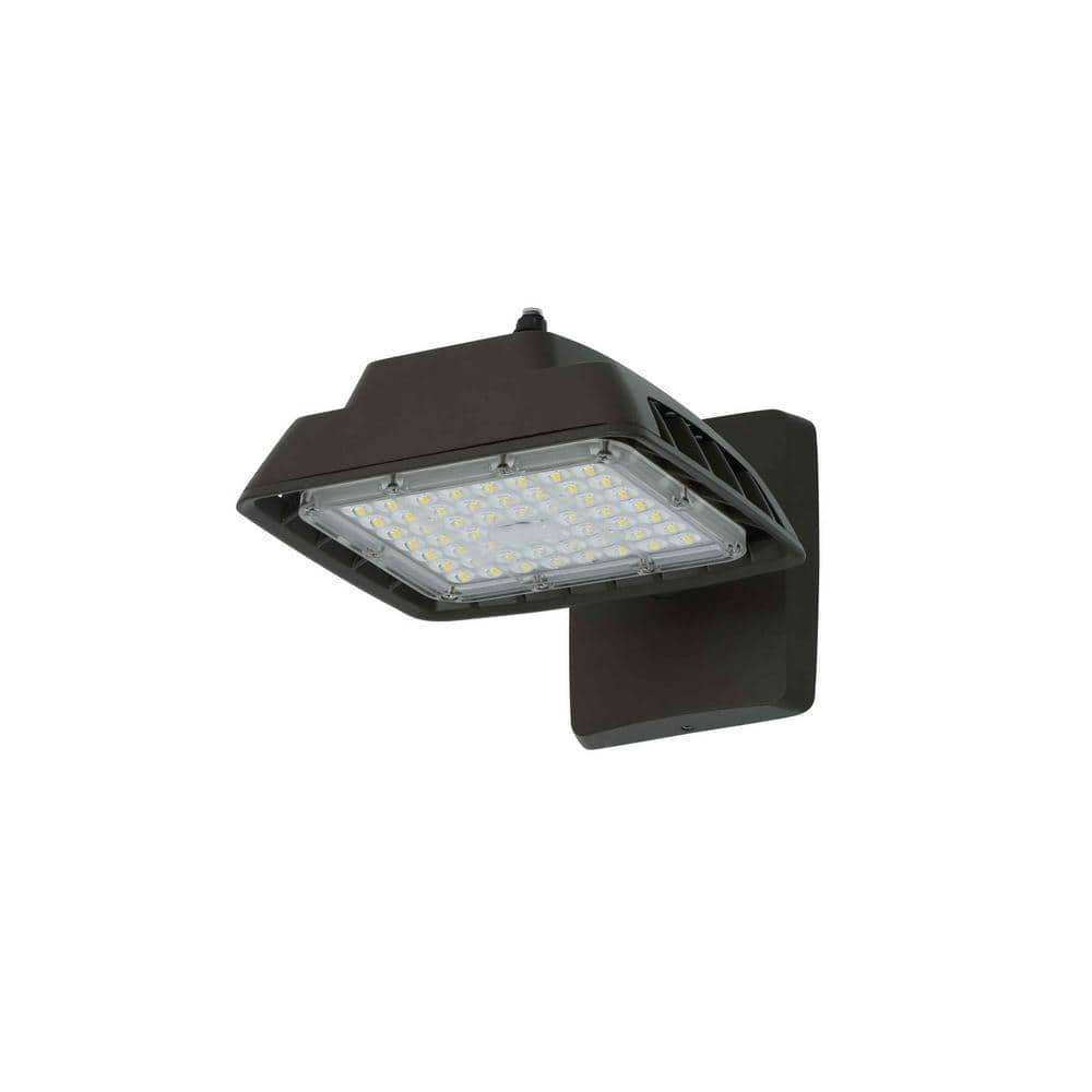 Photo 1 of Commercial Electric 300-Watt Equivalent Integrated LED Bronze Outdoor Commercial Area Light with Wall Mount