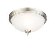 Photo 1 of Hampton Bay Eastpoint 13 in. 2-Light Brushed Nickel Flush Mount with Frosted Glass Shade