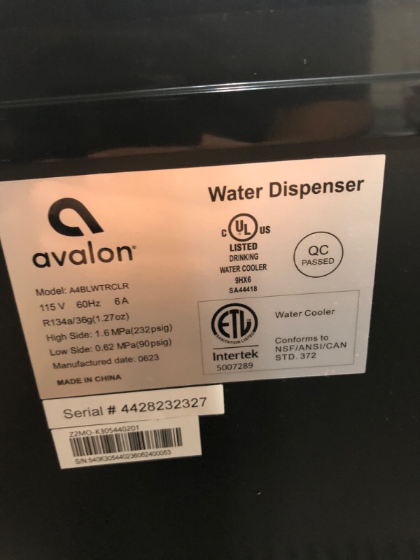 Photo 5 of **PARTS ONLY**
Avalon Bottom Loading Water Cooler Dispenser with BioGuard- 3 Temperature Settings- UL/Energy Star Approved- Bottled
