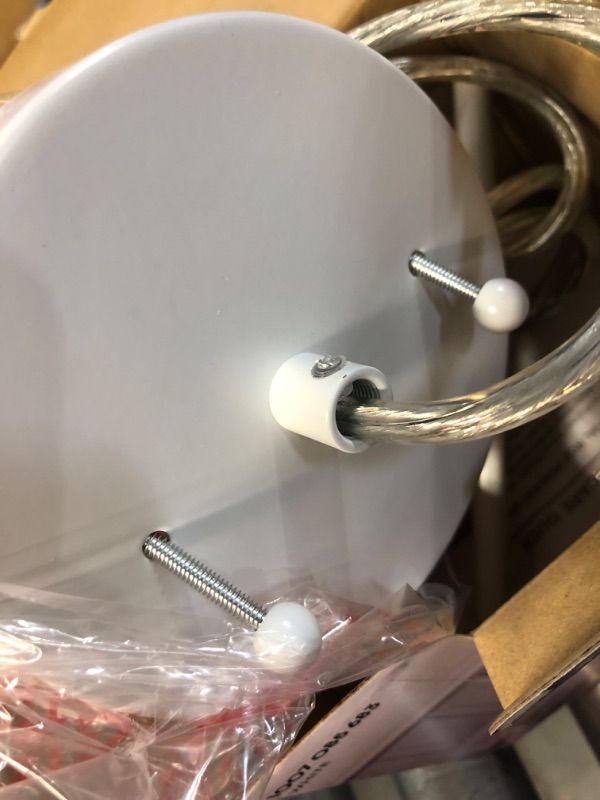 Photo 1 of **UNABLE TO TEST**
White Pendant Light Kit with Partial Metal Rod
