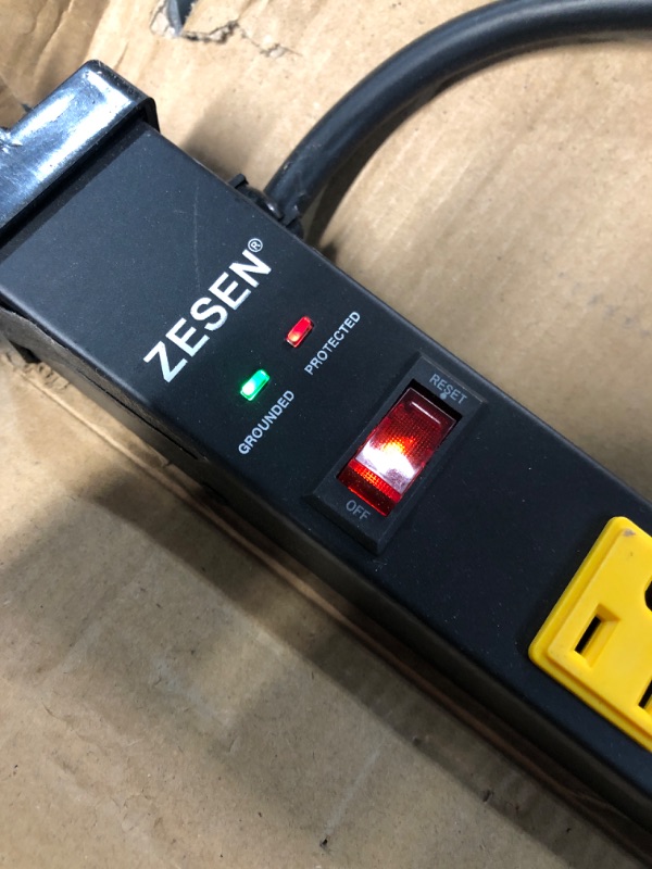 Photo 1 of ZESEN 12 Outlet Heavy Duty Workshop Metal Power Strip Surge Protector with 15ft Heavy Duty Cord, ETL Certified, Black