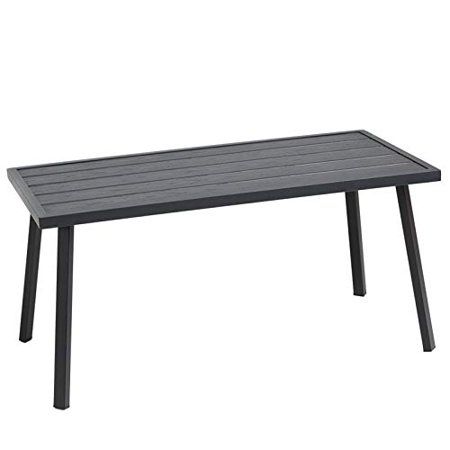 Photo 1 of C-HOPETREE Charcoal Black Rectangle Small Metal Outdoor Coffee Side Table for Outside Patio
