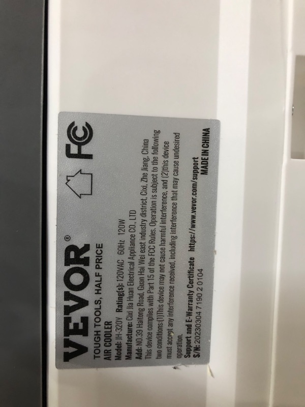 Photo 1 of VEVOR Evaporative Air Cooler,2100 CFM 13X34 inch Air Cooler,3 Speeds and 12H Timer Portable Air Conditioner,