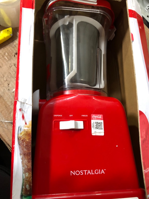 Photo 3 of **FOR PARTS ONLY**
Nostalgia Coca-Cola 32-Ounce Retro Slush Drink Maker Slushie Machine for Home, Red