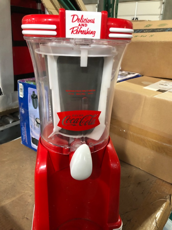 Photo 4 of **FOR PARTS ONLY**
Nostalgia Coca-Cola 32-Ounce Retro Slush Drink Maker Slushie Machine for Home, Red