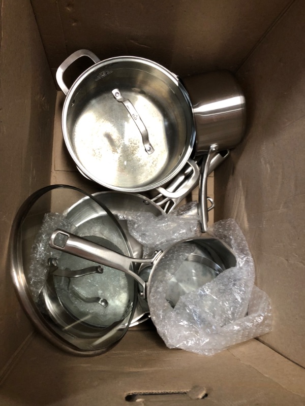 Photo 2 of **USED, SMALL DENTS, DIRTY** Calphalon 10-Piece Pots and Pans Set, Stainless Steel Kitchen Cookware - Silver