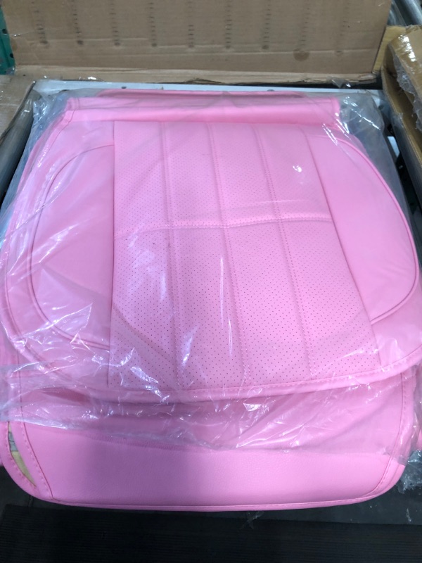 Photo 2 of AOOG Pink Leather Car Seat Covers, Leatherette Automotive Seat Cover for Cars SUV Pick-up Truck, Universal Non-Slip FRONT PAIR PINK