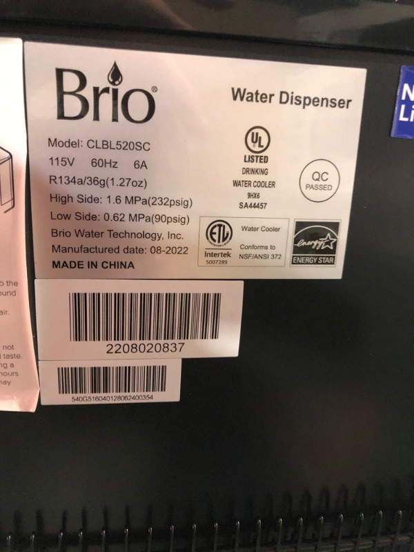 Photo 2 of ** WET AND USED**
Brio Self Cleaning Bottom Loading Water Cooler Water Dispenser - Limited Edition