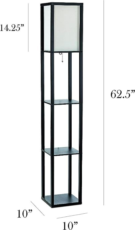 Photo 1 of **PARTS ONLY, one leg and some hardware missing** - Simple Designs Home LF1014-BLK Etagere Organizer Storage Shelf Linen Shade Floor Lamp