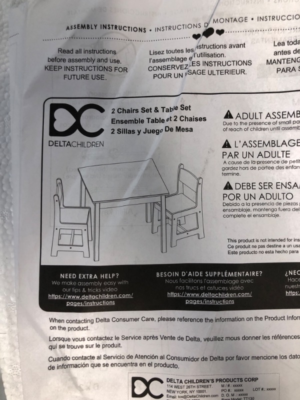 Photo 2 of Delta Children MySize Kids Wood Table and Chair Set (2 Chairs Included) - Grey, 3 Piece Set