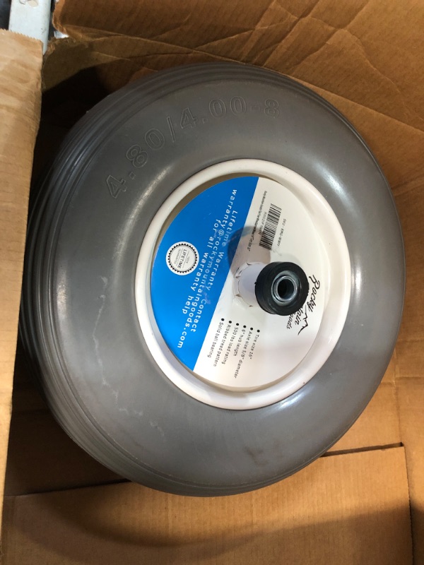 Photo 2 of Rocky Mountain Goods Flat Free Wheelbarrow Wheel 16" - 500 lbs. Load Rating - for 6 & 8 Cubic ft. wheelbarrows Including Jackson, True Temper, Ames, Ace - 5/8" axle