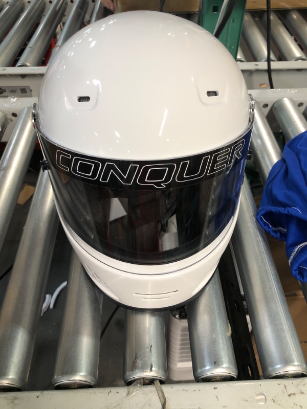 Photo 2 of Conquer Snell SA2020 Full Face Auto Racing Helmet Large White