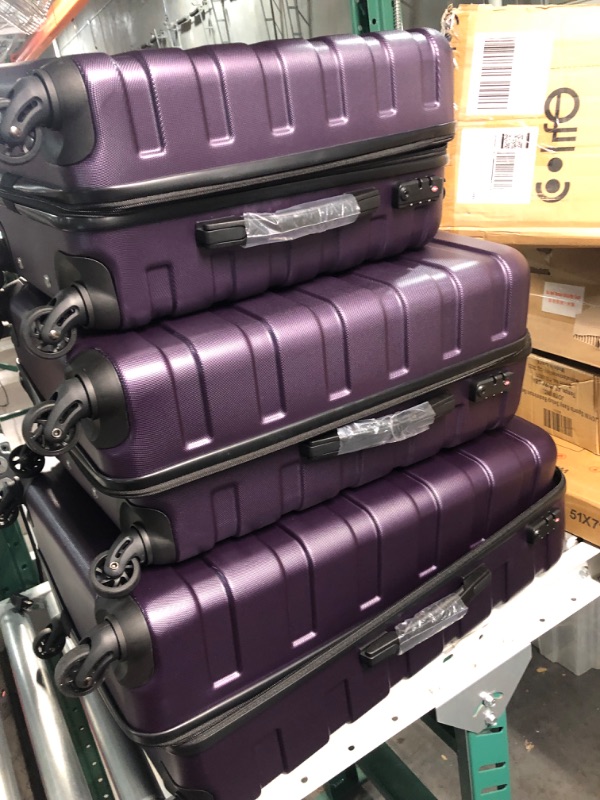 Photo 4 of *LIKE NEW*Coolife Luggage 3 Piece Set Suitcase Spinner Hardshell Lightweight TSA Loc purple