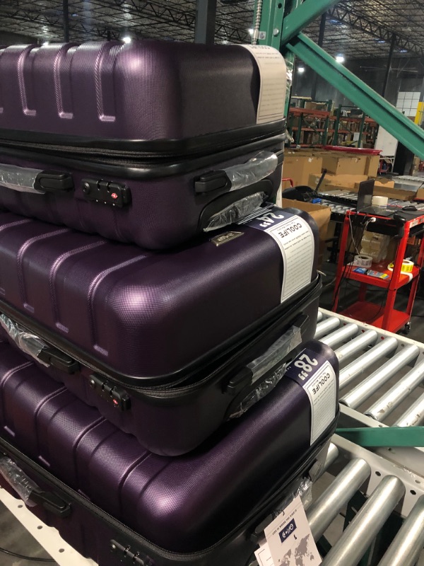 Photo 1 of *LIKE NEW*Coolife Luggage 3 Piece Set Suitcase Spinner Hardshell Lightweight TSA Loc purple