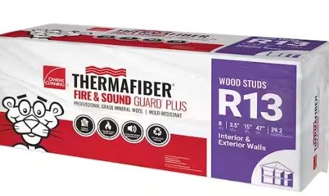 Photo 1 of *LIKE NEW*R13 Thermafiber Fire and Sound Guard Plus Mineral Wool Insulation Batt 15 in. x 47 in.- 13 CASES