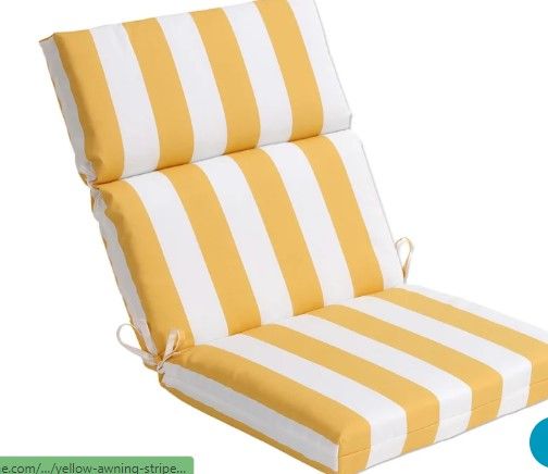 Photo 1 of **STOCK PHOTO FOR REFERENCE**Yellow Awning Striped Outdoor Hinged Seat Cushion
